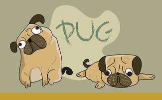 cute funny crazy pug dog vector