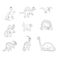 Vector illustration of dinosaurs for coloring page, coloring book, etc