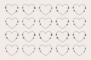 Hipster heart arrow frame arrows in boho style tribal arrows vector