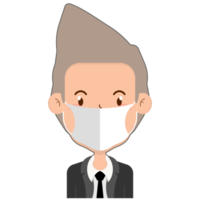 business man wear surgical mask cartoon cute png