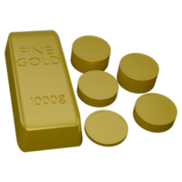 3d illustration of coins and gold bars png