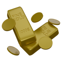 3d ilustración de monedas y oro barras png