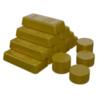 3d illustration of coins and gold bars png