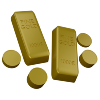 3d illustration of coins and gold bars png