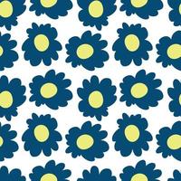 seamles flower pattern illustration vector in retro hand drawn style