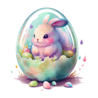 easter bunny watercolor flowers. AI Generated png