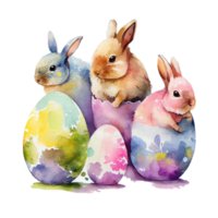 easter bunny watercolor flowers. AI Generated png