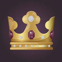 Royal crown for queen or princess, prince or emperor in vintage or retro style.ewels, crown isolated on purple background. vector