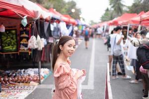 Luang Prabang Laos  February 25 , 2023 Colorful night market near the Royal Palace Museum photo