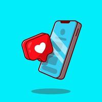 Mobile Phone With Love Sign Cartoon Vector Icon Illustration. Technology Icon Concept Isolated Premium Vector. Flat Cartoon Style