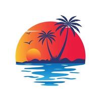 verano tropical playa logo vector ilustración
