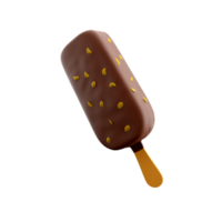 3d rendering popsicle with nuts icon. 3d render ice cream with chocolate and nuts icon. png