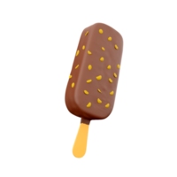 3d rendering popsicle with nuts icon. 3d render ice cream with chocolate and nuts icon. png