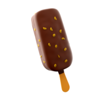 3d rendering popsicle with nuts icon. 3d render ice cream with chocolate and nuts icon. png