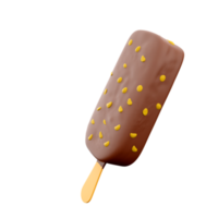 3d rendering popsicle with nuts icon. 3d render ice cream with chocolate and nuts icon. png