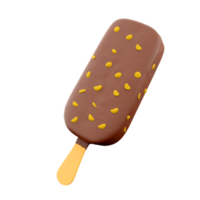 3d rendering popsicle with nuts icon. 3d render ice cream with chocolate and nuts icon. png