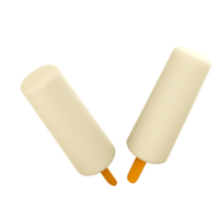 3d rendering two vanilla popsicles icon. 3d render two white ice creams with a long mold and a stick icon. png