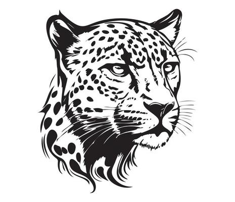 Leopard Face, Silhouettes Leopard Face, black and white Leopard vector