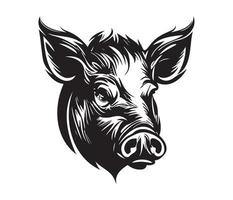 Pig Face, Silhouettes Pig Face, black and white Pig vector