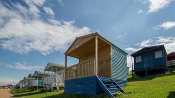 Beach huts by the sea in england video