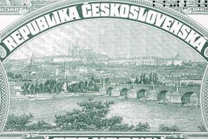 View of Prague from Czechoslovak money photo