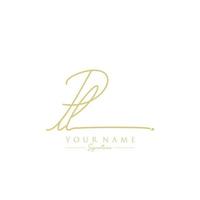 Letter PL Signature Logo Template Vector