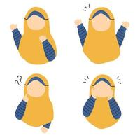 cute muslim kid illustration vector