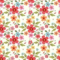 Blooming colorful flowers in seamless pattern. vector