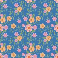 Colorful flowers design in seamless pattern. vector