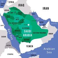 mapa de saudi arabia y rodeando fronteras vector