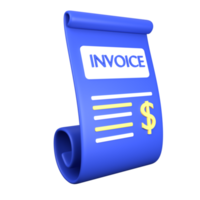 3d illustration invoice isolated on the transparent background png