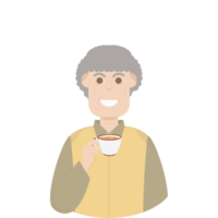 The Elderly Grandfather Relaxed Rest Drink Tea png