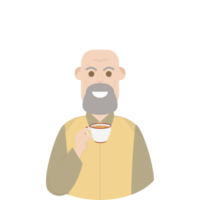 The Elderly Grandfather Relaxed Rest Drink Tea png