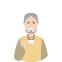 The Elderly Grandfather Relaxed Rest Drink Tea png