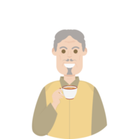 das Alten Großvater entspannt sich ausruhen trinken Tee png