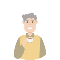 The Elderly Grandfather Relaxed Rest Drink Tea png