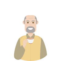 The Elderly Grandfather Relaxed Rest Drink Tea png