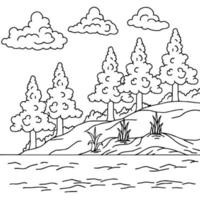 Design Nature Landscape Coloring Page Outline art vector