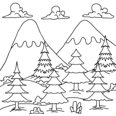 Mountain Coloring Page Vector Art, Icons, and Graphics for Free Download