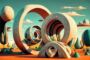 Flat design of futuristic playground. photo