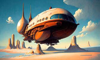 Futuristic painted airship. photo