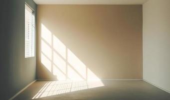 Abstract of natural window shadow overlay in modern empty room interior design background, mockup and display for presentation photo