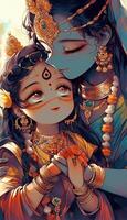 radha Krishna hindú Dios linda imagen generativo ai foto