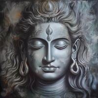 Lord Shiva meditating soft and peaceful face shining image photo