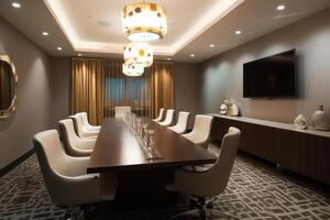 A fashionable meeting room area view photo