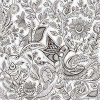 A beautiful white color madhubani style painting pattern design photo