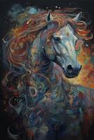 A painting of a colorful horse illustration photo