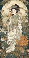 Image of beautiful goddess of mercy quan yin photo