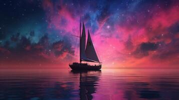 A sailboat under a pink sky beautiful image photo