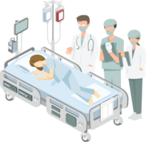 Patient on the hospital bed and doctor visitor graphic png illustration